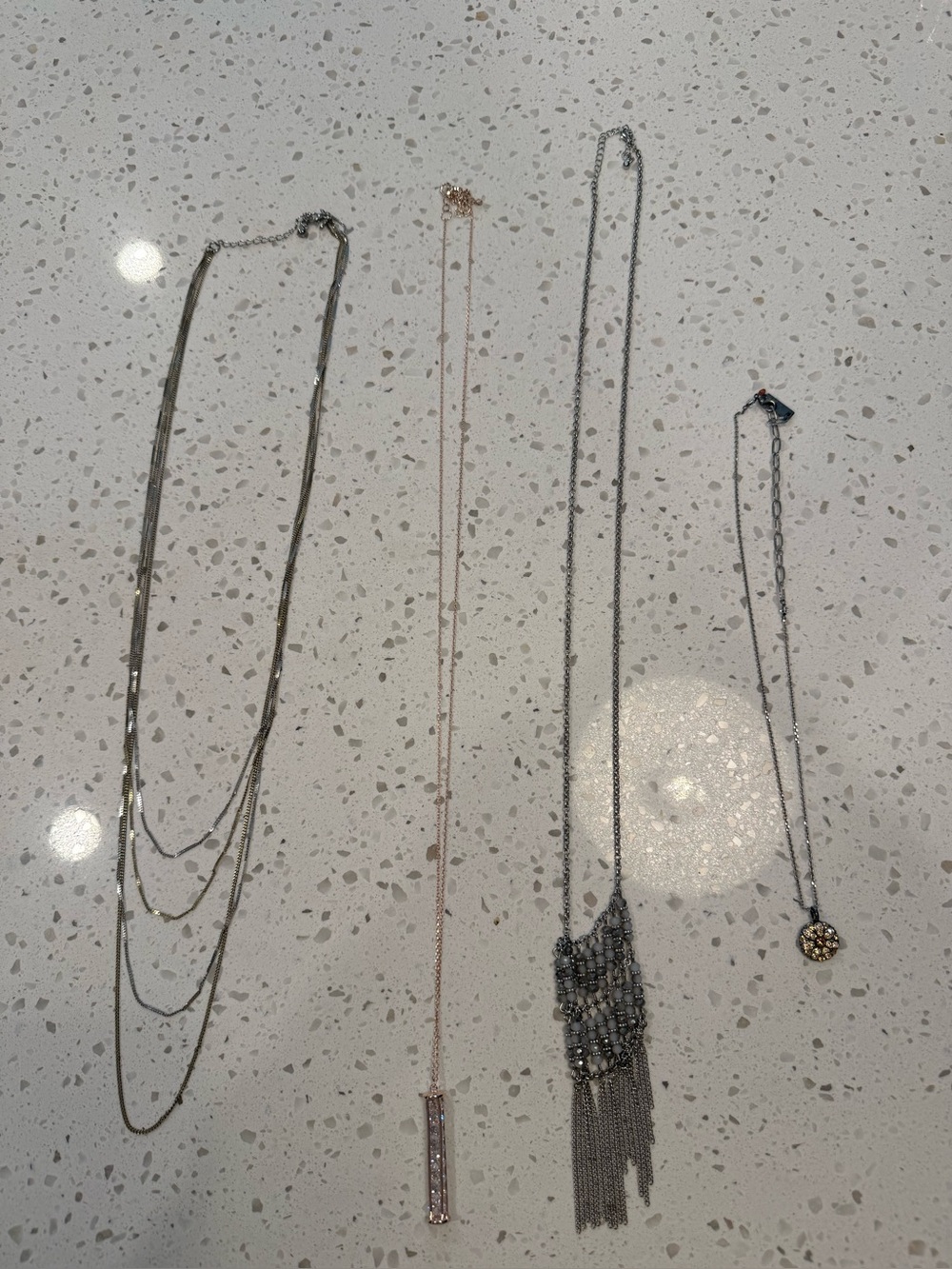 Costume jewelry four piece necklace lot